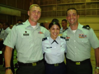 Sarah Voussoughi (middle) with her comrades in arms